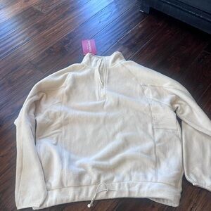 Signature8 Cream Zip-Neck Teddy Pullover Jacket